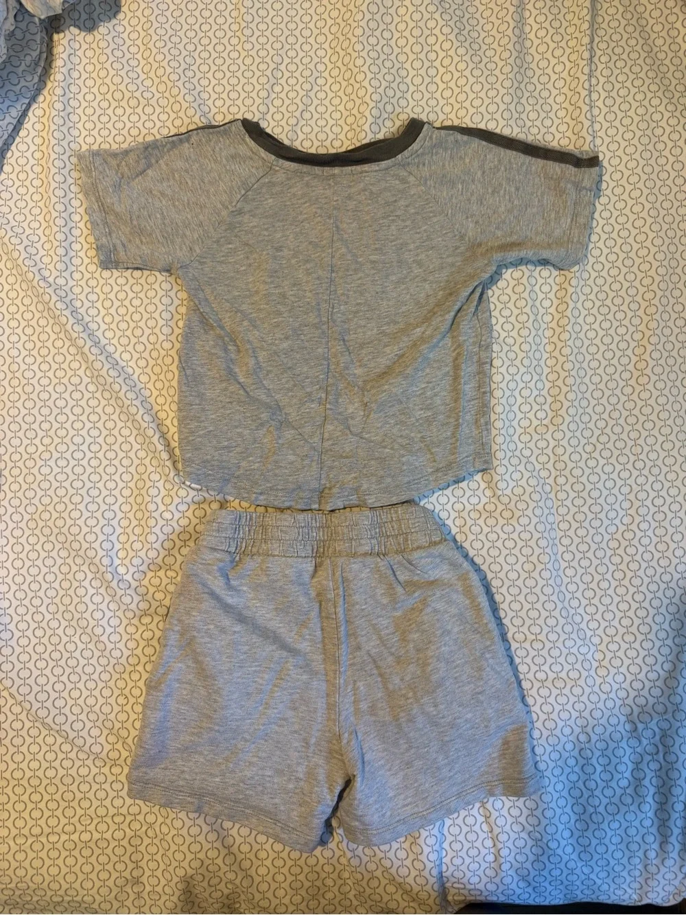 Splendid Gray Kids Short Sleeve Top and Drawstring Shorts Set
